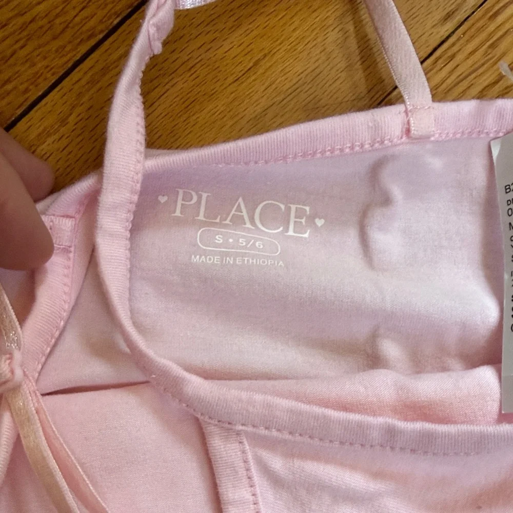 The Children's Place Light Pink Tank Top & Shorts Set with Cream Camisole